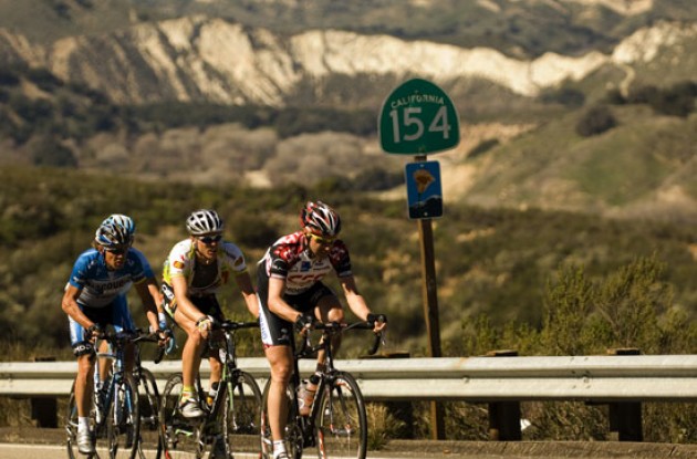 Ekimov, Voight and co. on route for the stage win? Photo copyright Roadcycling.com.