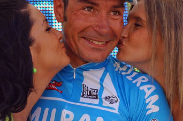 Zabel enjoying some time on the podium. Photo copyright Roadcycling.com.
