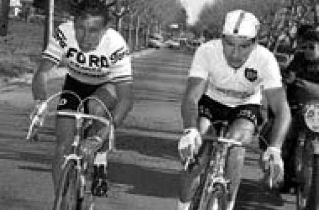 Jacques Anquetil (left) and Raymond Poulidor (right).