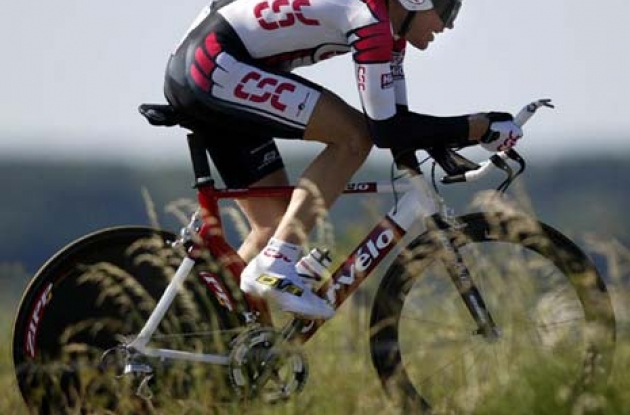 Tyler Hamilton and the rest of Team CSC will ride the team time trial on lean, mean power machines made by Cervelo.