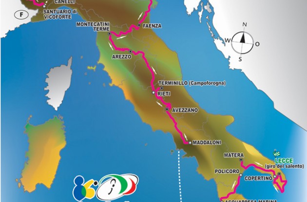 Tour of Italy route map