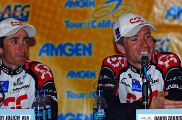 Bobby Julich and David Zabriskie at the post-race press conference. Photo copyright Roadcycling.com.