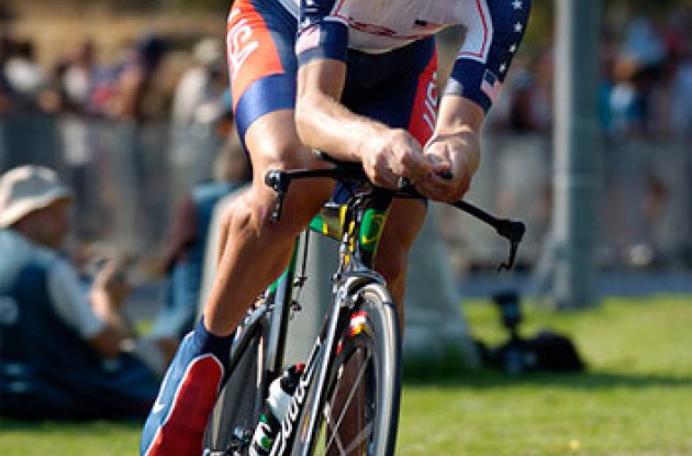 Tyler Hamilton on his way to victory in Athens, Greece. Photo by Rob Jones.
