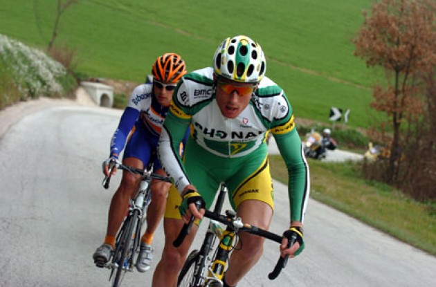 Gregory Rast working hard in Tirreno-Adriatico.