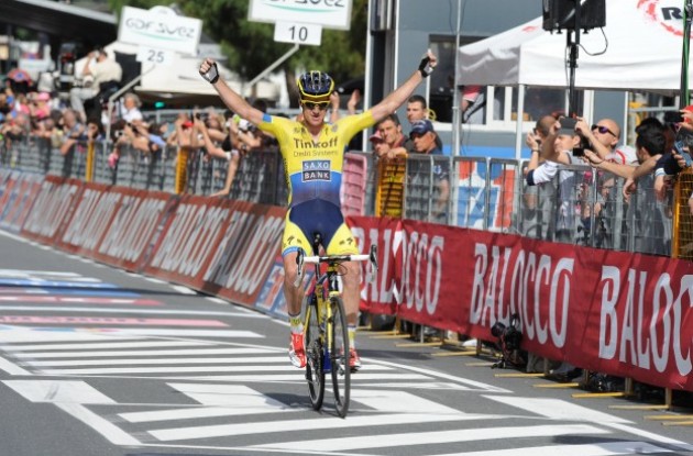 Photo: Michael Rogers (Team Tinkoff Bank - Saxo Bank) is the winner of stage 11 of Giro d'Italia 2014 .  Fotoreporter Sirotti