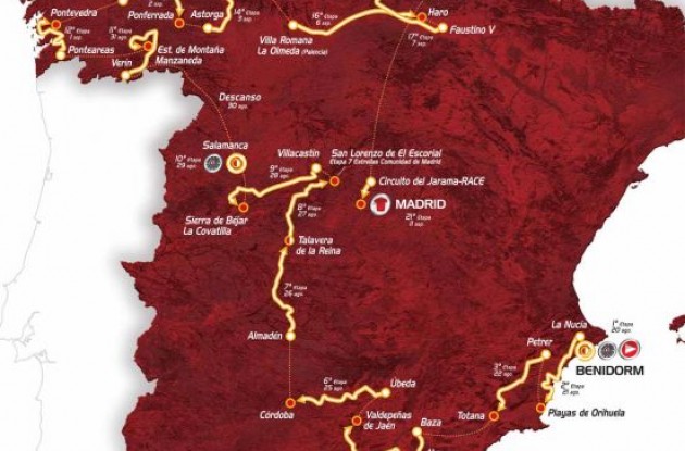 2011 Vuelta a Espana map and list of stages.