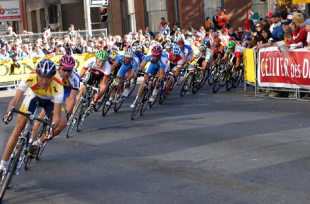 The front riders heading out the last corner. No crashes this time. Photo copyright Paul Sampara Photography. The front riders heading out the last corner. No crashes this time. Photo copyright Paul Sampara Photography.