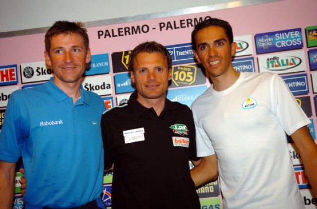 Team Astana at the team presentation in Palermo earlier today.