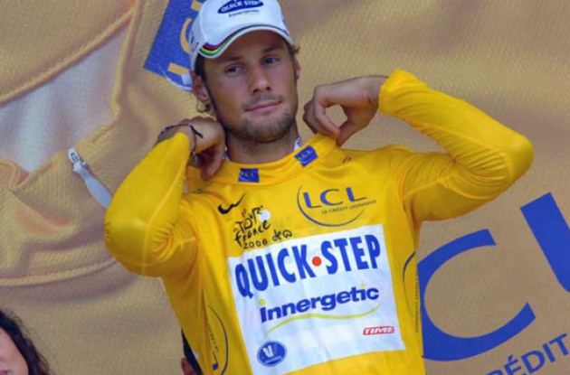 Tom Boonen is still in yellow before tomorrow's important time trial. Photo copyright Fotoreporter Sirotti.