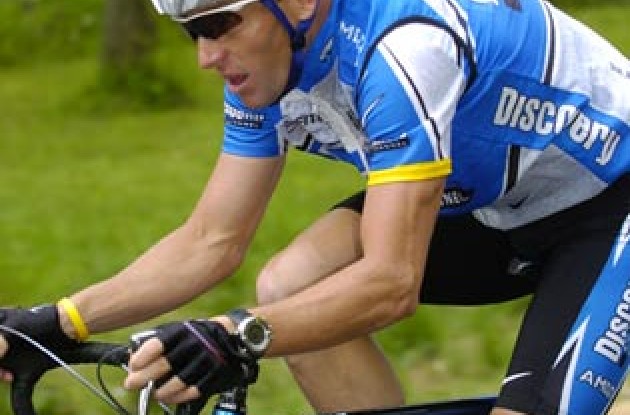 Lance Armstrong chases the leaders in Stage 4. Photo copyright Casey Gibson.