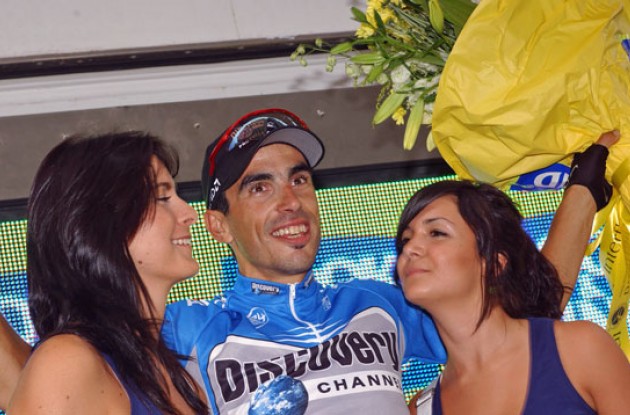 Martinez enjoying life on the podium. Photo copyright Roadcycling.com.