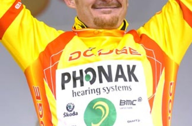 Floyd Landis (Phonak) claimed the yellow leader's jersey. Photo copyright Casey Gibson.