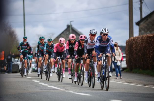 EF Education-EasyPost and Soul-QuickStep lead the peloton in Liege-Bastogne-Liege