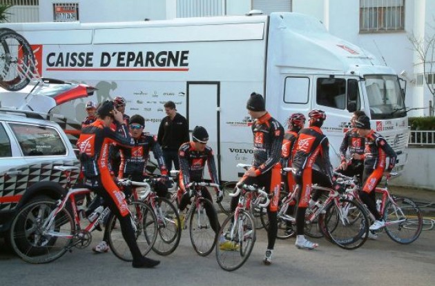 The team gets ready for one more training ride.