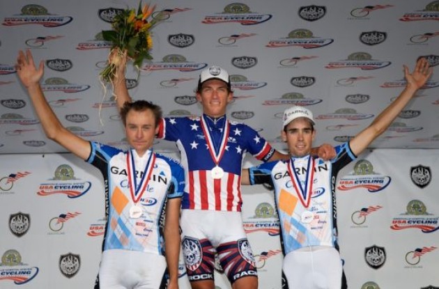 Top 3 on the podium. Photo copyright <A HREF="http://pa.photoshelter.com/usr-show/U0000yEwV90OAoAE" TARGET="_BLANK">Ben Ross</A>.