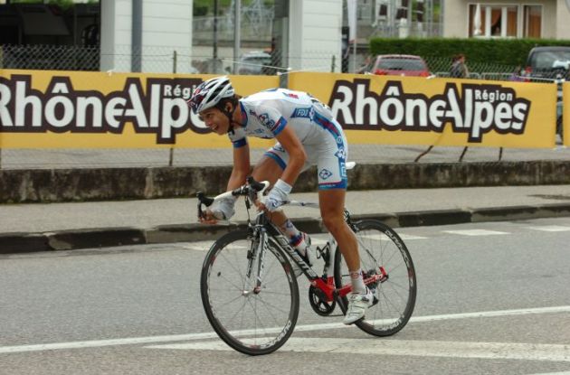 Arthur Vichot of Team FDJ-Big Mat on his way to a beautiful stage victory in the 2012 Criterium du Dauphine Libere. Photo Fotoreporter Sirotti. Arthur Vichot of Team FDJ-Big Mat on his way to a beautiful stage victory in the 2012 Criterium du Dauphine Libere. Photo Fotoreporter Sirotti.