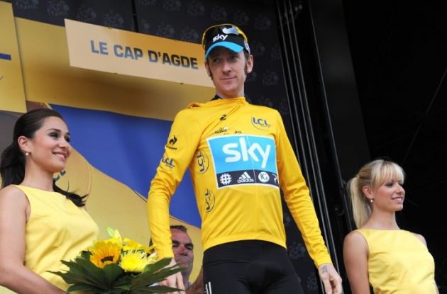 Team Sky Procycling's Bradley Wiggins leads Tour de France overall ahead of teammate Christopher Froome. Photo Fotoreporter Sirotti.