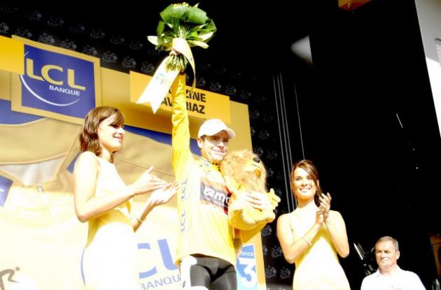 Cadel Evans (Team BMC Racing) now leads the 2010 Tour de France. Photo copyright Fotoreporter Sirotti.