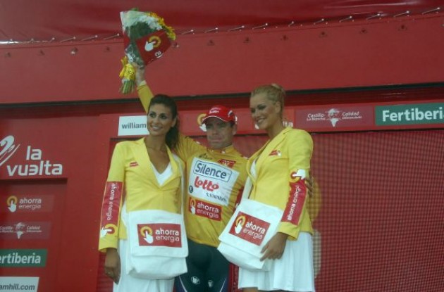 Cadel Evans (Silence), who finished fourth today at 0:44, is the new overall leader. Photo copyright Fotoreporter Sirotti. Cadel Evans (Silence), who finished fourth today at 0:44, is the new overall leader. Photo copyright Fotoreporter Sirotti.