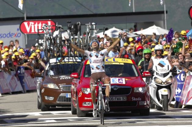 Christophe Riblon wins stage 14 of the 2010 Tour de France. Photo copyright Fotoreporter Sirotti.