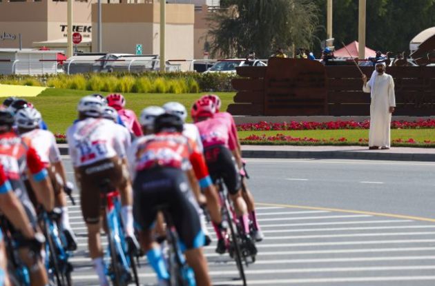 Cyclists cornering in Dubai streets