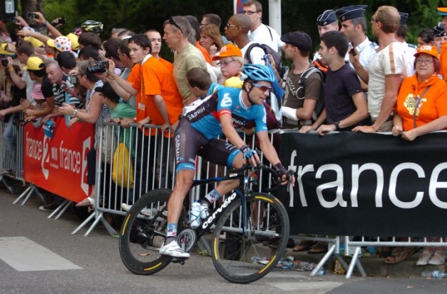 Team Garmin-Sharp's David Zabriskie leads the peloton as part of today's breakaway group. Photo Fotoreporter Sirotti. Team Garmin-Sharp's David Zabriskie leads the peloton as part of today's breakaway group. Photo Fotoreporter Sirotti.