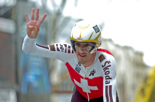 Fabian Cancellara will win the 2011 UCI road cycling time trial championship in Copenhagen, Denmark, says Gerald Churchill. Photo Fotoreporter Sirotti.