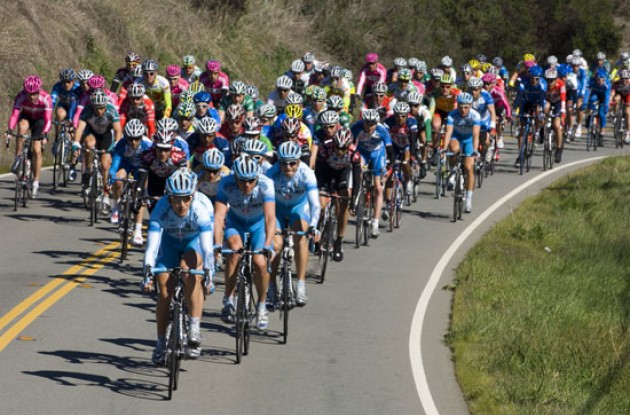 Gerolsteiner leads the peloton. Photo copyright Roadcycling.com.