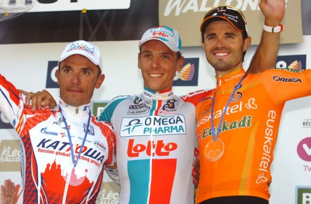 Gilbert, Rodriguez and Sanchez on the podium. Photo Fotoreporter Sirotti. Gilbert, Rodriguez and Sanchez on the podium. Photo Fotoreporter Sirotti.