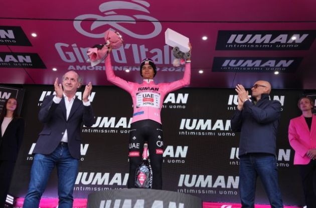 Isaac del Toro on the podium