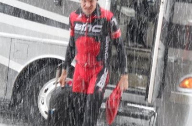 Team BMC Racing's Jeff Louder returns to base. No racing for him or the rest of the Tour of California peloton today.