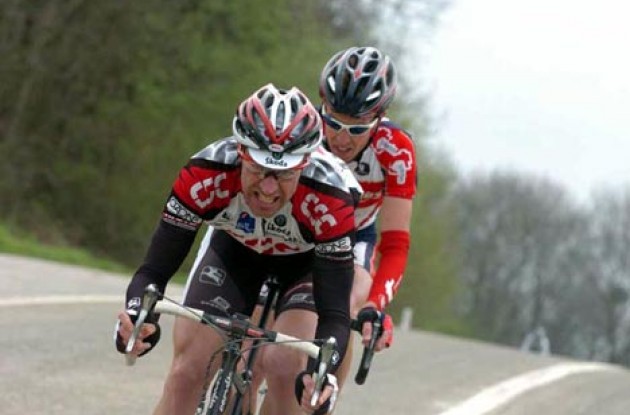Jens Voigt working hard - as usual - in a breakaway. Photo copyright Fotoreporter Sirotti.