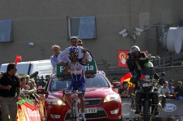 Joaquin Rodriguez wins stage 14 of the Vuelta a Espana 2010 for Team Katusha. Photo copyright Fotoreporter Sirotti. Joaquin Rodriguez wins stage 14 of the Vuelta a Espana 2010 for Team Katusha. Photo copyright Fotoreporter Sirotti.