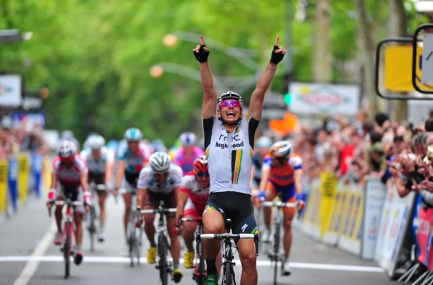 John Degenkolb powers to win in stage 2 of the Criterium du Dauphine. Photo Fotoreporter Sirotti. John Degenkolb powers to win in stage 2 of the Criterium du Dauphine. Photo Fotoreporter Sirotti.