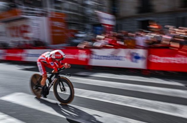 | Unipublic Jonas Vingegaard on his Cervelo time trial bike during Vuelta a Espana 2025