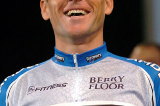 Lance Armstrong in his new Team Discovery outfit. Photo copyright Roadcycling.com.