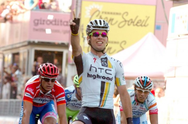 Mark "MC Hammer" Cavendish takes his 4th win in this year's Tour de France. Photo copyright Fotoreporter Sirotti.
