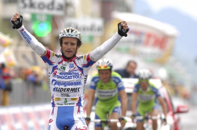 Michele Scarponi wins stage 19 of the 2010 Giro d'Italia. Photo copyright Fotoreporter Sirotti.