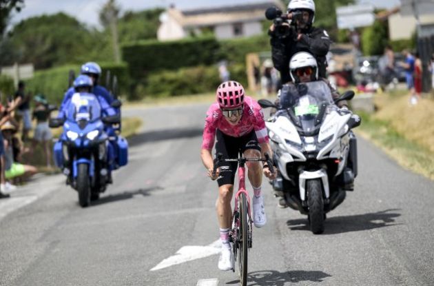 Neilson Powless in breakaway during stage 15 of Tour de France