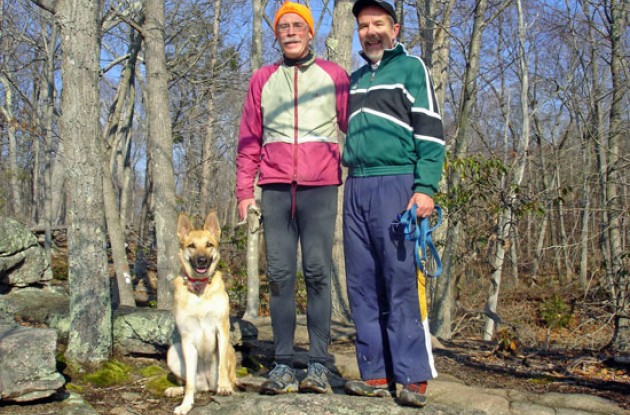 Charles and Paul with dog Max at Lost Lake. Photo copyright Paul Rogen/Roadcycling.com.