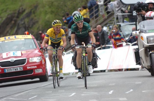 Thomas Voeckler worked hard today and showed great courage - In return he managed to keep his overall Tour de France lead and the yellow jersey. Photo Fotoreporter Sirotti.