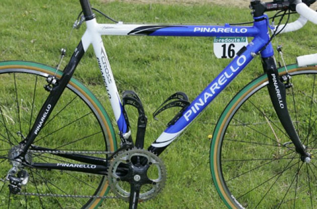 Close-up of the beautiful new Pinarello frame that brought Flecha to the finish line in 3rd position. Photo copyright Roadcycling.com.