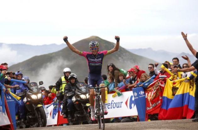 Przemyslaw Niemiec has won stage 15 of Vuelta a Espana 2014 for Team Lampre - Merida Bikes | Fotoreporter Sirotti