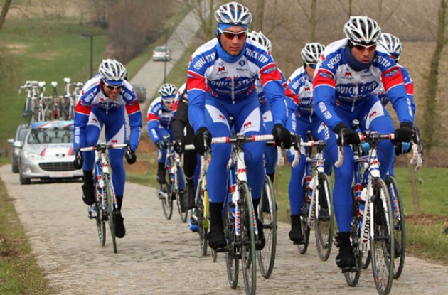 Team QuickStep prepares for the first spring classics of the 2011 pro road cycling season.