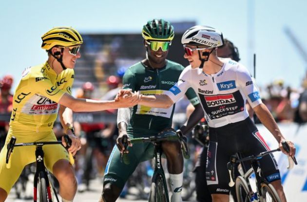 Remco Evenepoel Tadej Pogacar and Biniam Girmay