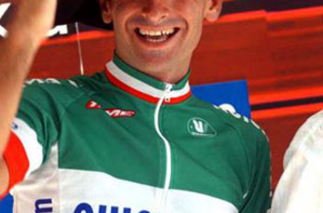 Paolo Bettini is the first rider to win three World Cup races in one season. Photo copyright Fotoreporter Sirotti.