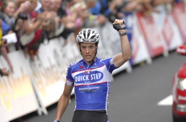 Sylvain Chavanel (Team Quick Step) wins stage 2 of the Tour de France 2010. Photo copyright Fotoreporter Sirotti.