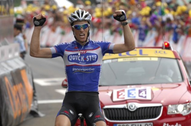 Sylvain Chavanel takes his 2nd stage win in the 2010 Tour de France. Photo copyright Fotoreporter Sirotti.