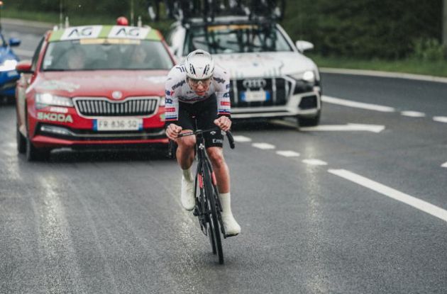 Tadej Pogacar on his way to race victory