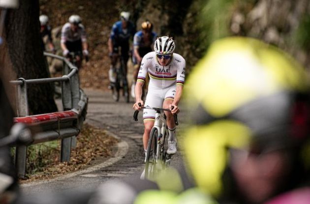 Tadej Pogacar attacks